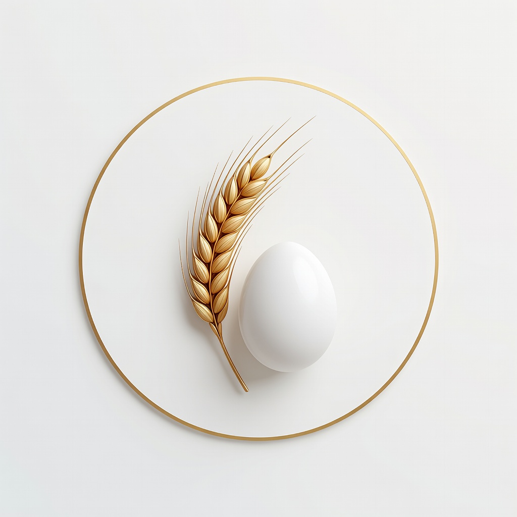 Wheat and egg icon representing premium ingredients
