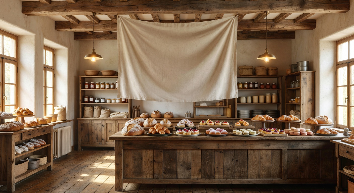 Interior of a rustic elegant bakery shop