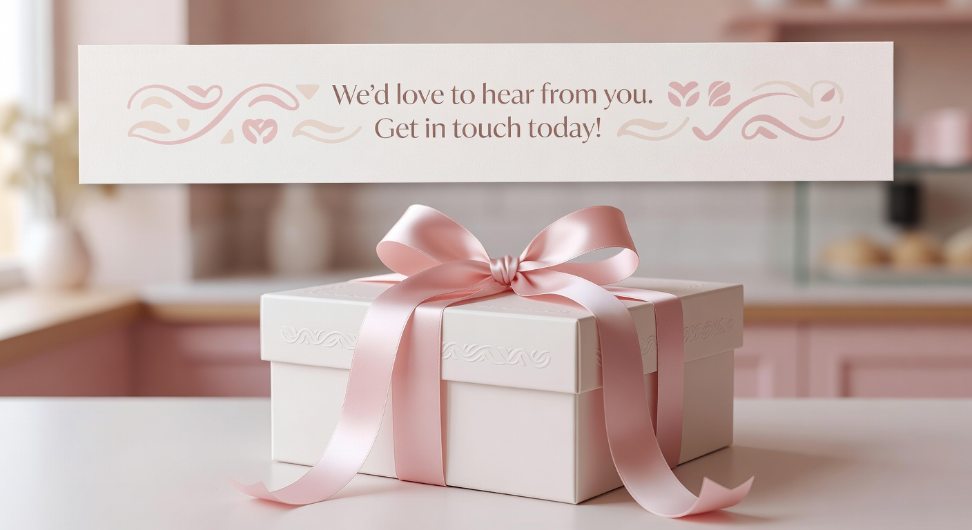 A lovely cake box tied with a pink ribbon